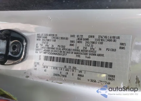 2022 Ford F-150 Xl from USA, damaged, VIN 1FTMF1CB6NKE61377